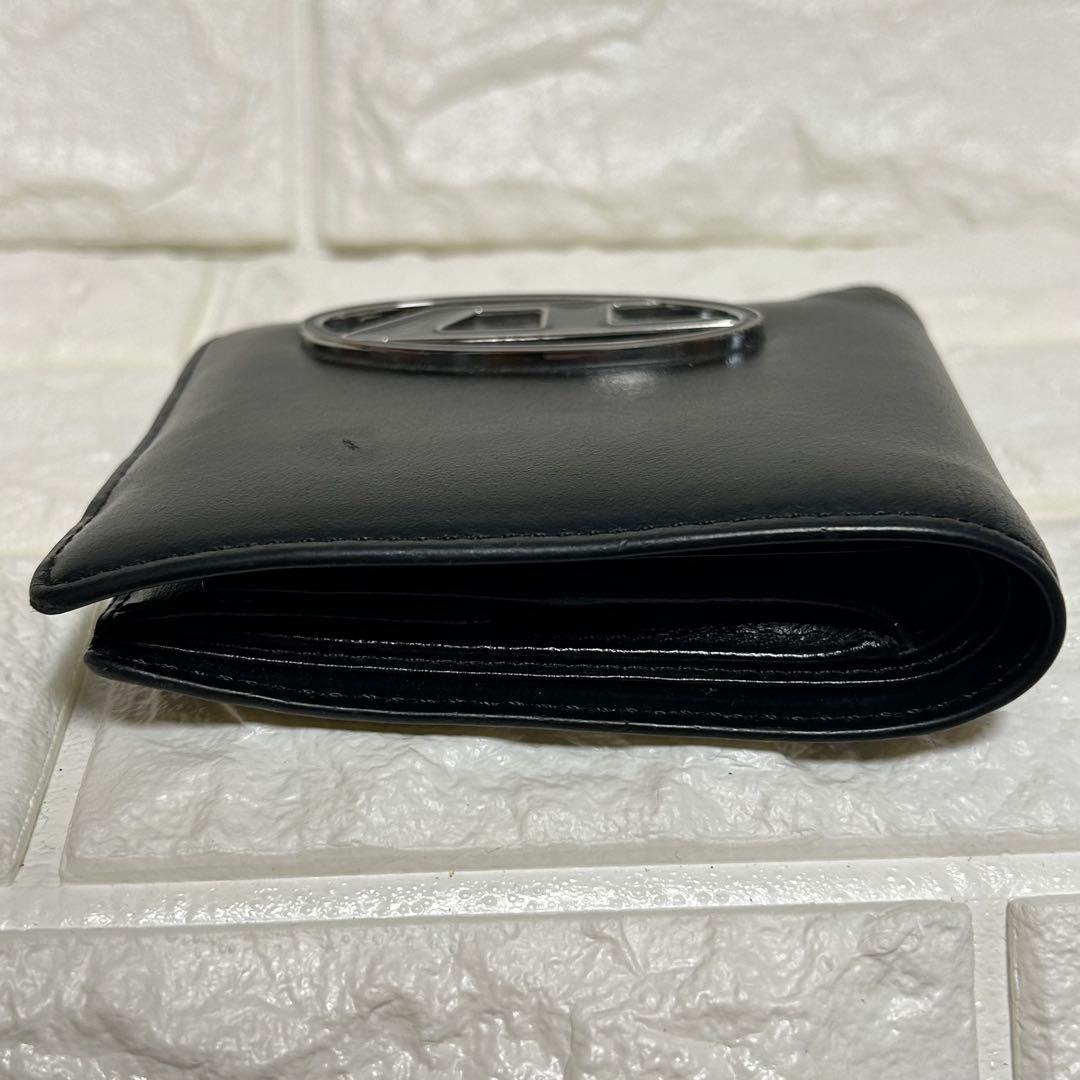DIESEL 二つ折り財布　レザー　牛革　ビックロゴ　オーバルD 黒