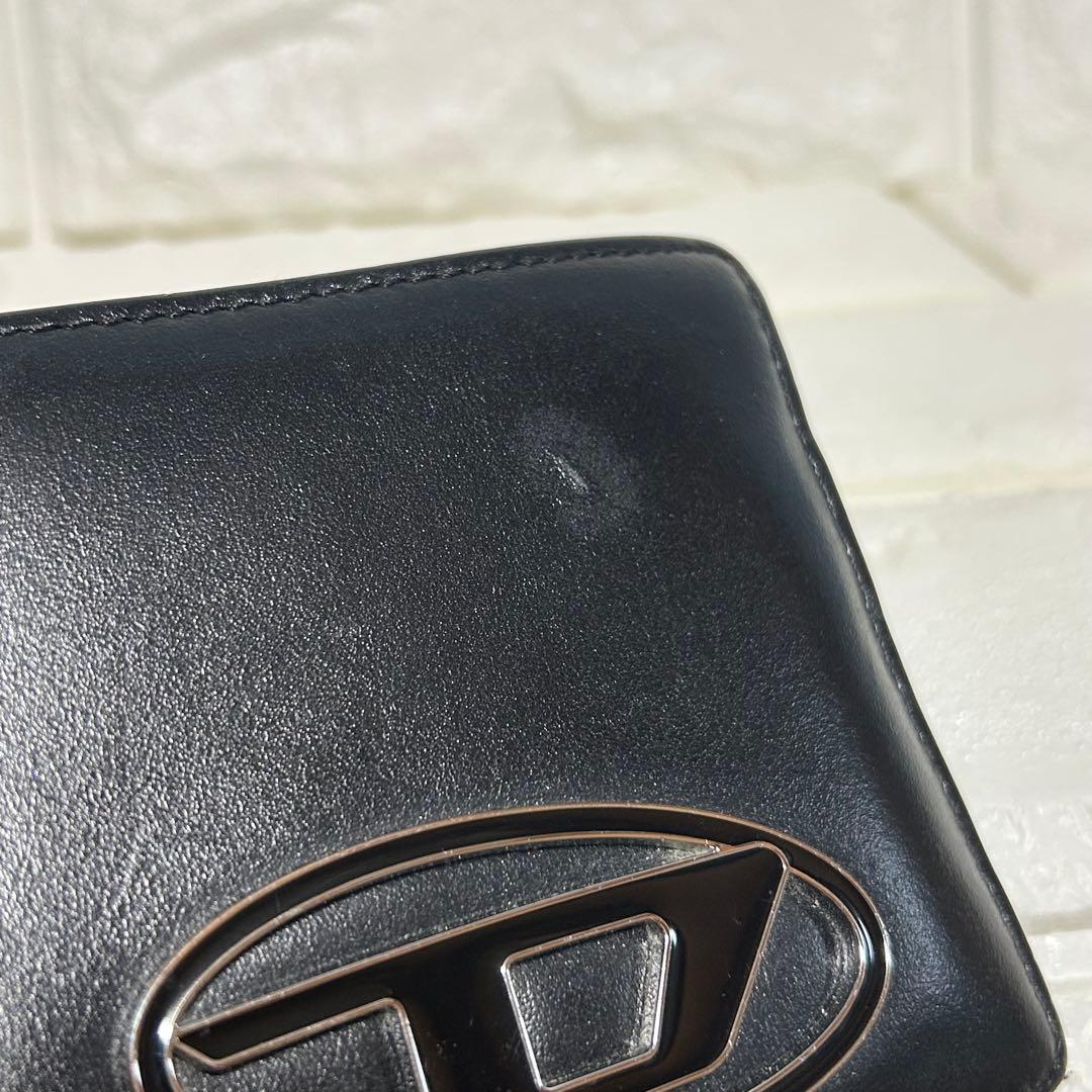 DIESEL 二つ折り財布　レザー　牛革　ビックロゴ　オーバルD 黒