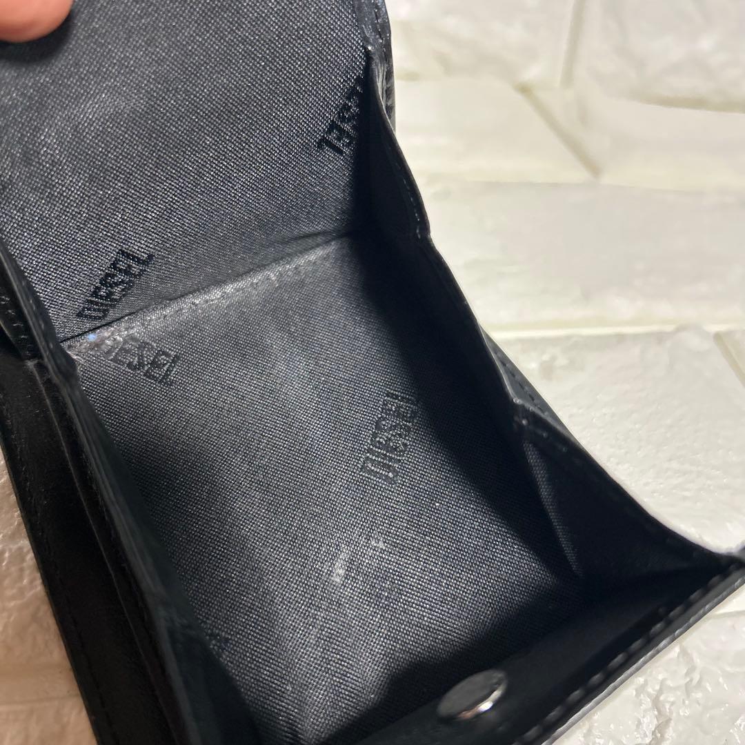 DIESEL 二つ折り財布　レザー　牛革　ビックロゴ　オーバルD 黒