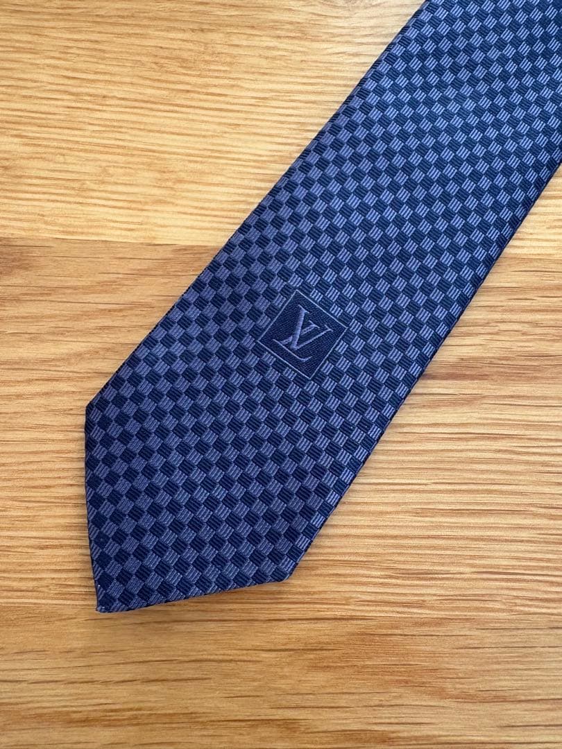 【美品】LOUIS VUITTON ネイビー チェック柄 ネクタイ