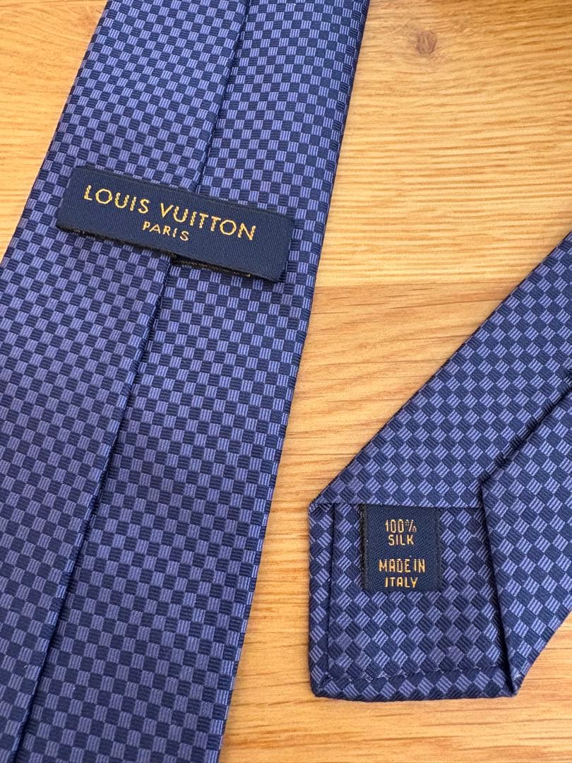 【美品】LOUIS VUITTON ネイビー チェック柄 ネクタイ