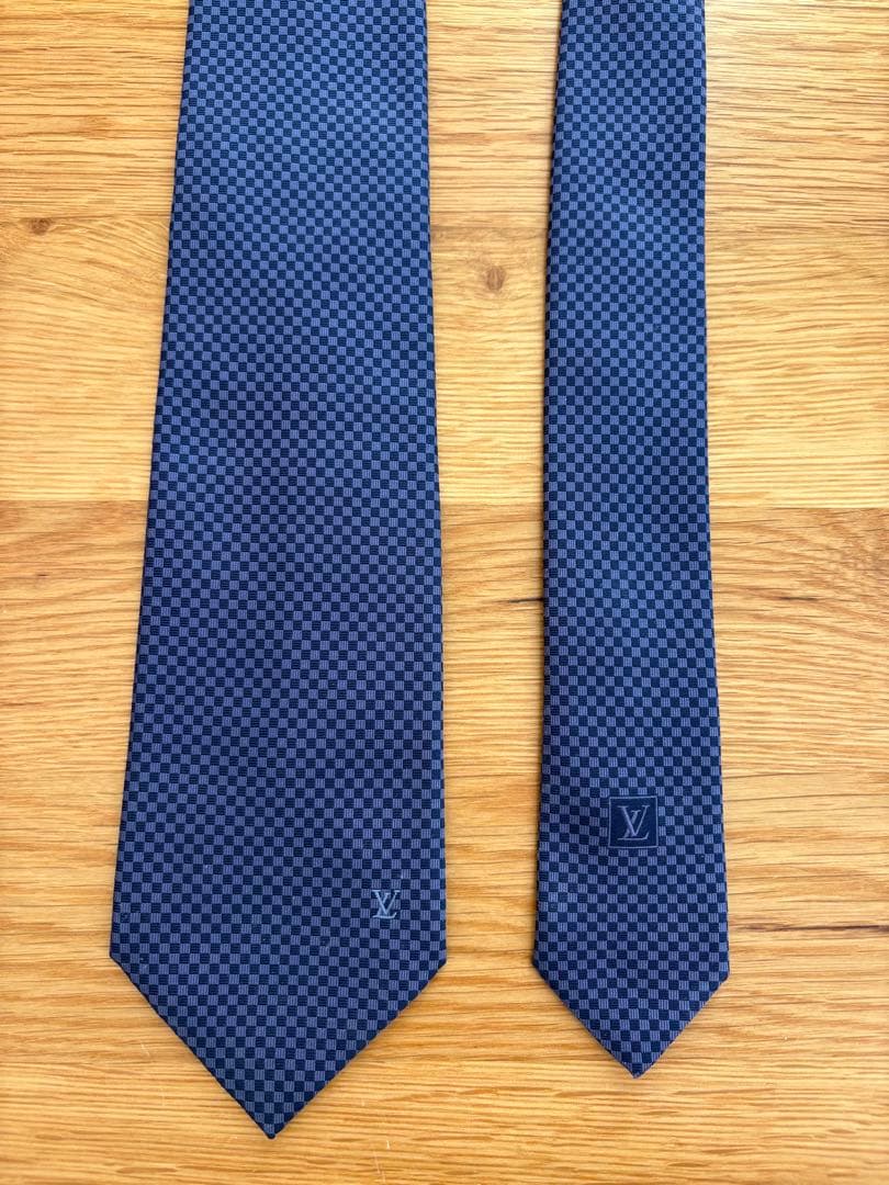 【美品】LOUIS VUITTON ネイビー チェック柄 ネクタイ