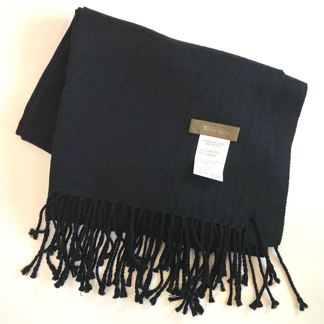 Y'sformen ワイズフォーメン ヨウジヤマモト ウールシルク マフラー 黒
