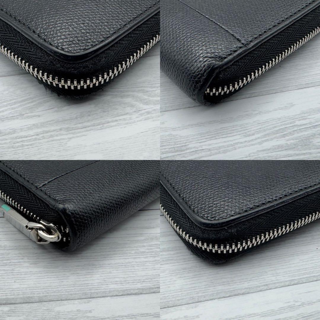 【美品】ティファニー 長財布 ラウンドファスナー レザー ブラック