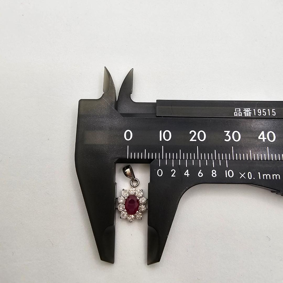 天然ルビー 0.3ct ダイヤモンド 取り巻き ネックレス Pt