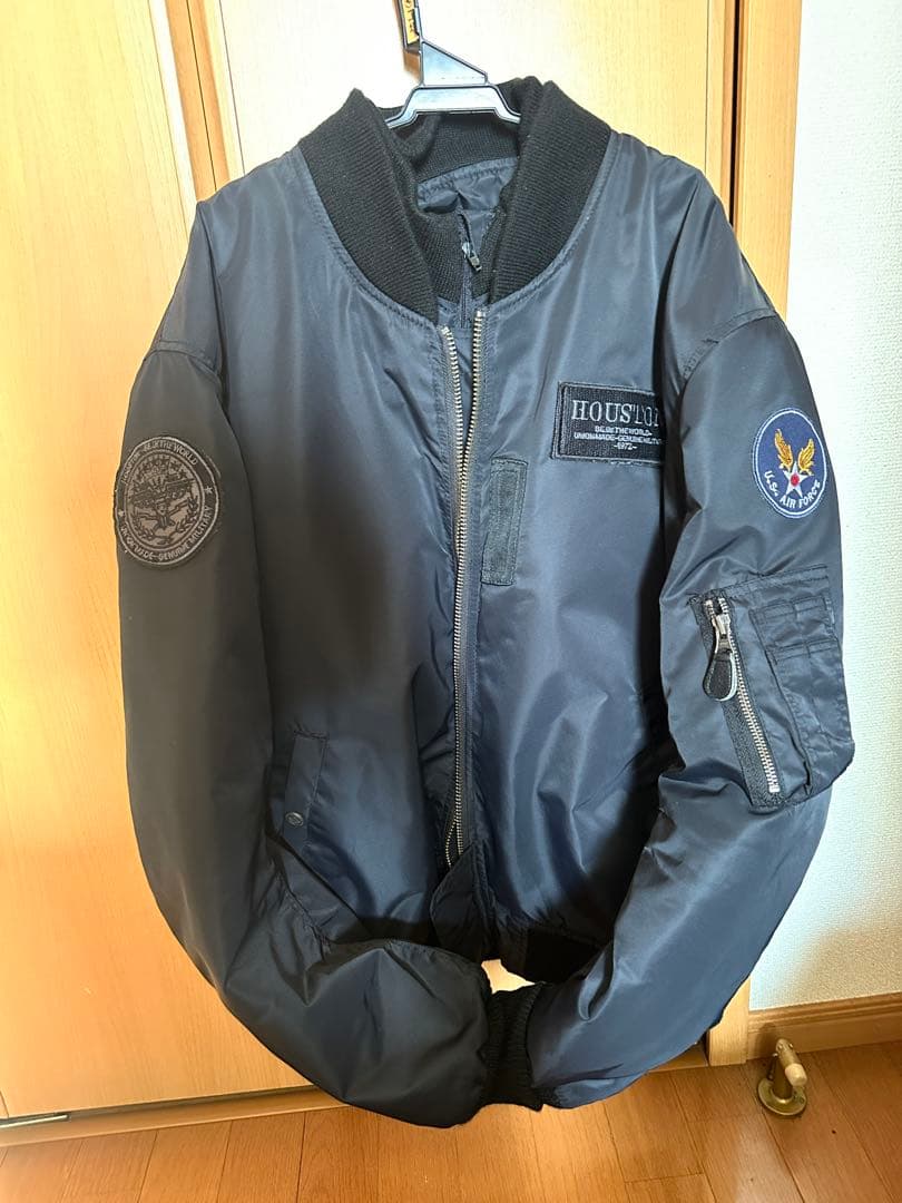 HOUSTONヒューストンMA-1 バイクジャケット ブラック