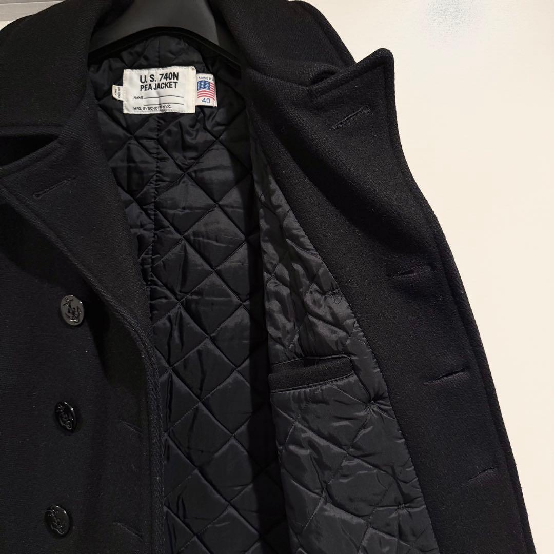美品‼️Schott ピーコート USA製 黒 ショット キルティング 40L