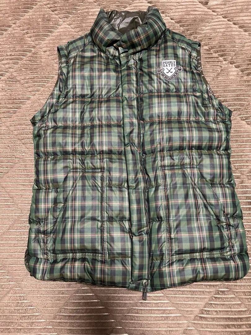 PEARLY GATES ダウンジャケット グリーン系チェック2