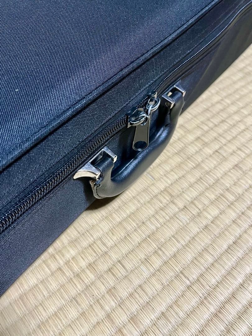 津軽三味線 段違い二本溝 トチ有 本鼈甲撥 軽量ハードケース付き 皮破れ無し