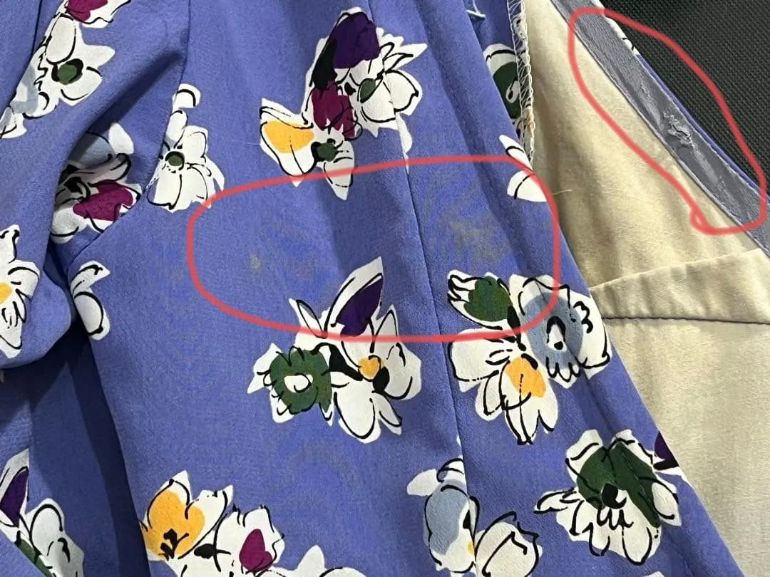 フラメンコ衣装 ワンピース ブルーパープル 花柄 裏ペチコート