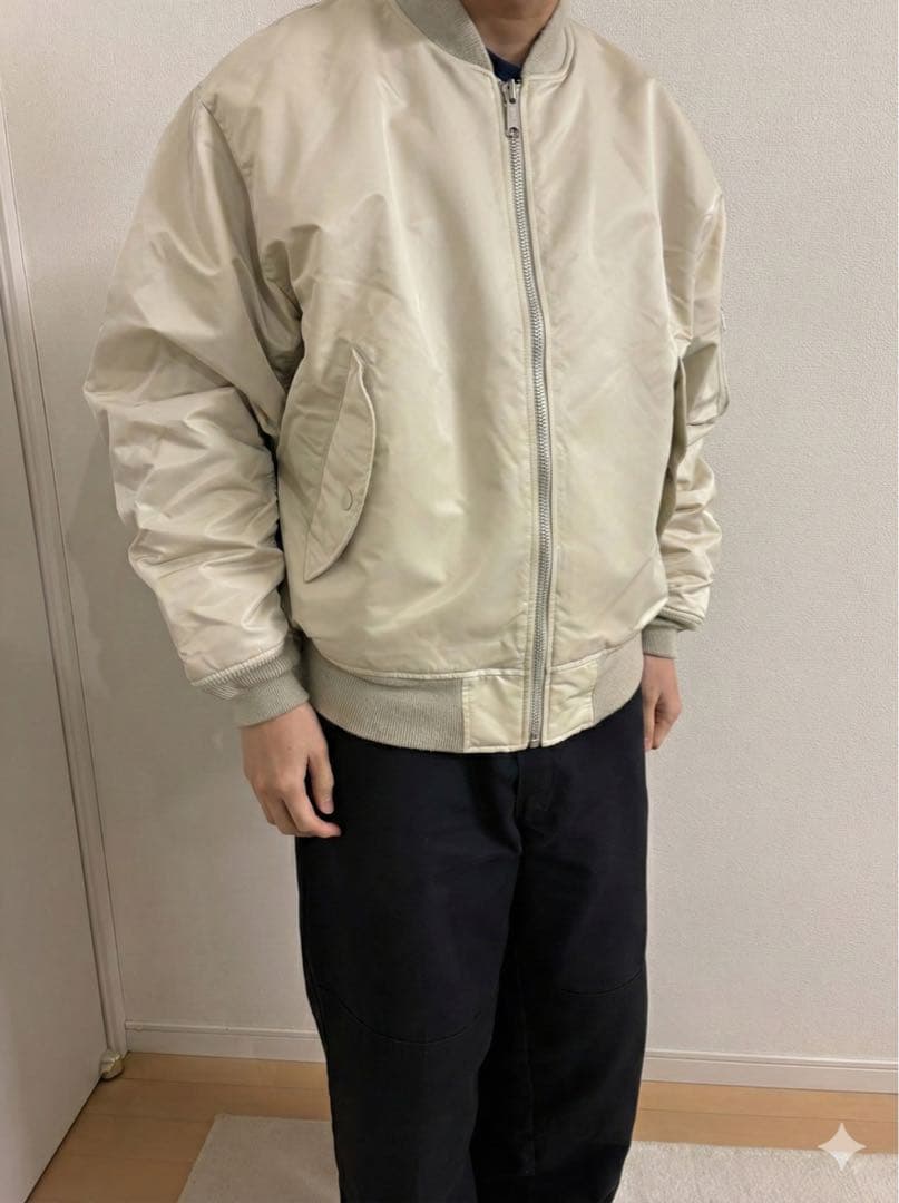 【希少】OLD UNIQLO MA-1 ホワイト XL 短丈 ワイドシルエット