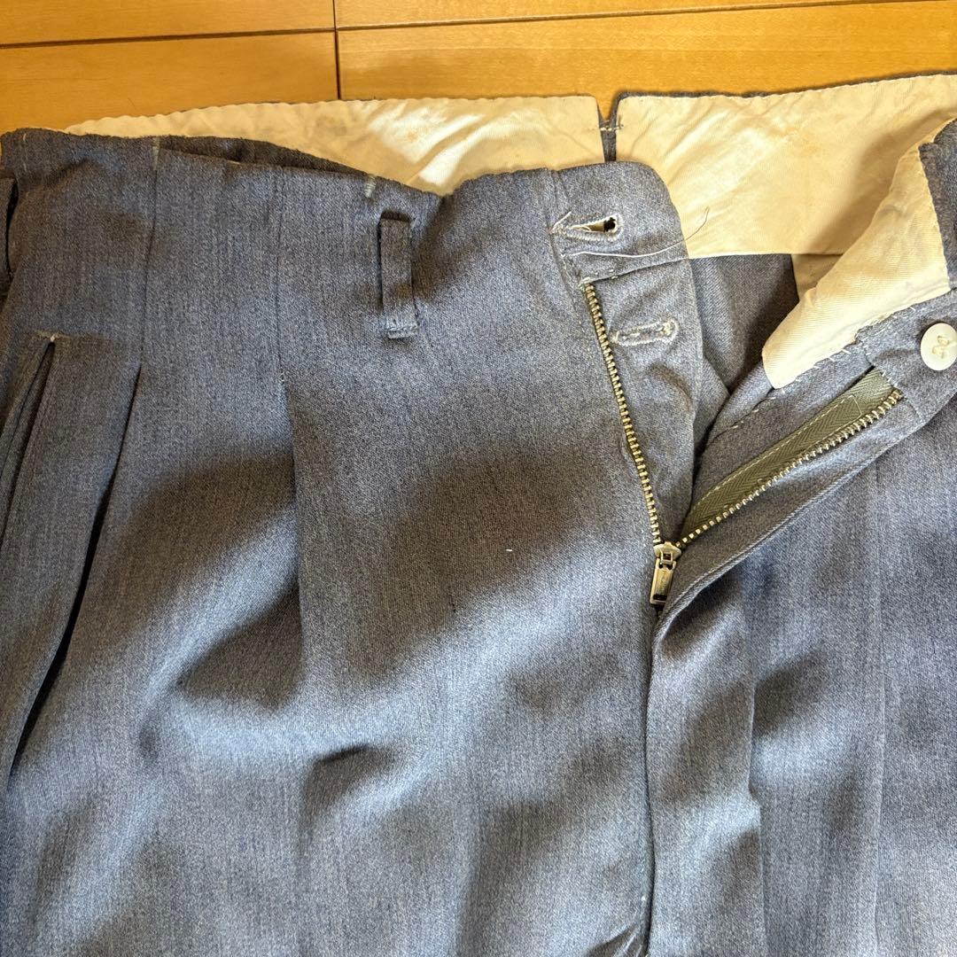 50s レーヨンギャバ スラックス ハンドステッチ グレー