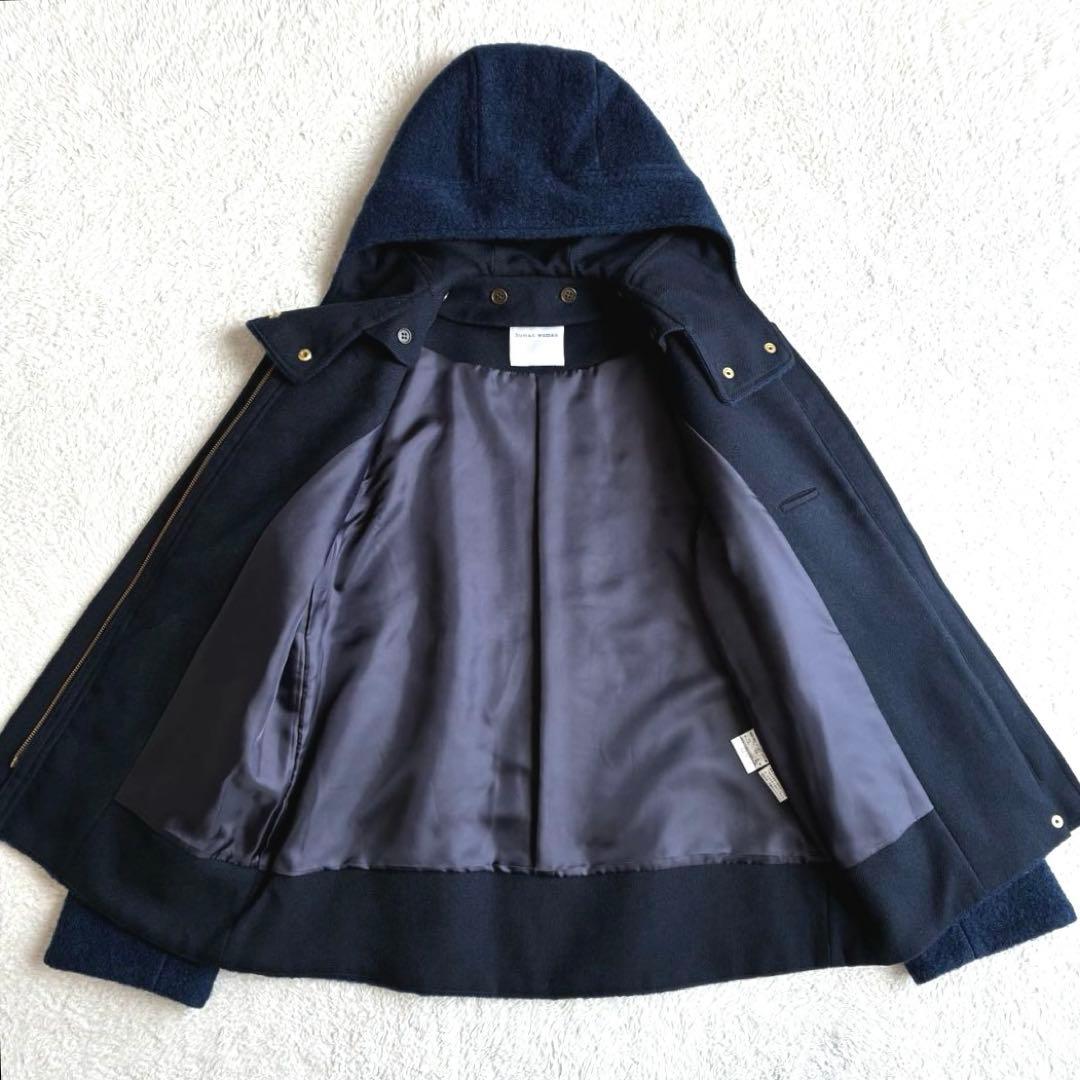 極美品 ヒューマンウーマン スライバーブルゾン 紺 イタリア産ウール アウター