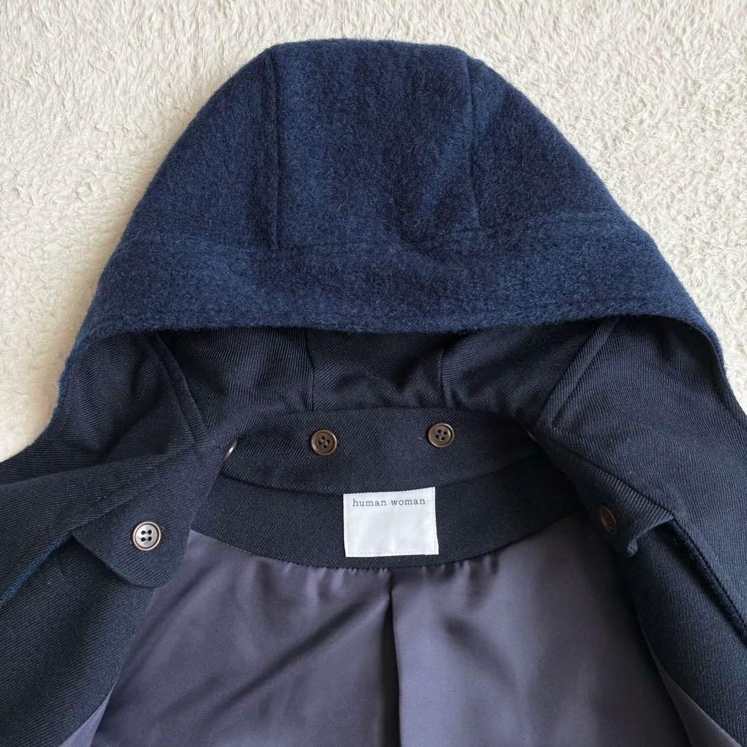 極美品 ヒューマンウーマン スライバーブルゾン 紺 イタリア産ウール アウター