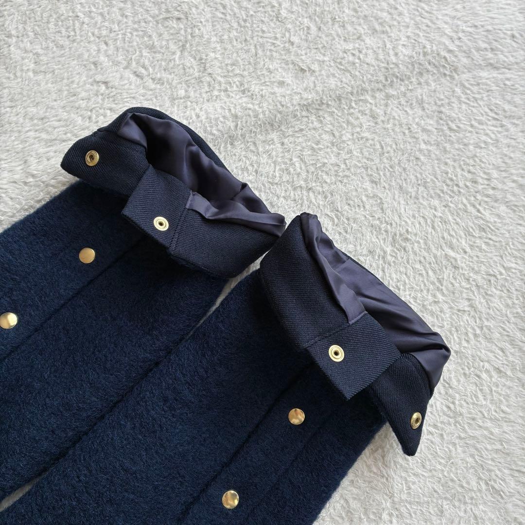 極美品 ヒューマンウーマン スライバーブルゾン 紺 イタリア産ウール アウター