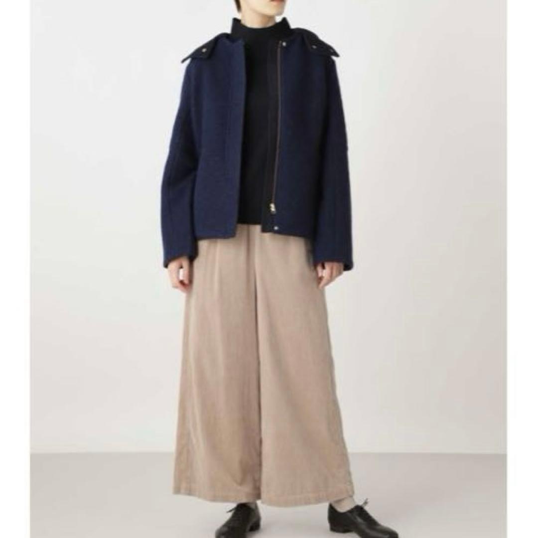 極美品 ヒューマンウーマン スライバーブルゾン 紺 イタリア産ウール アウター