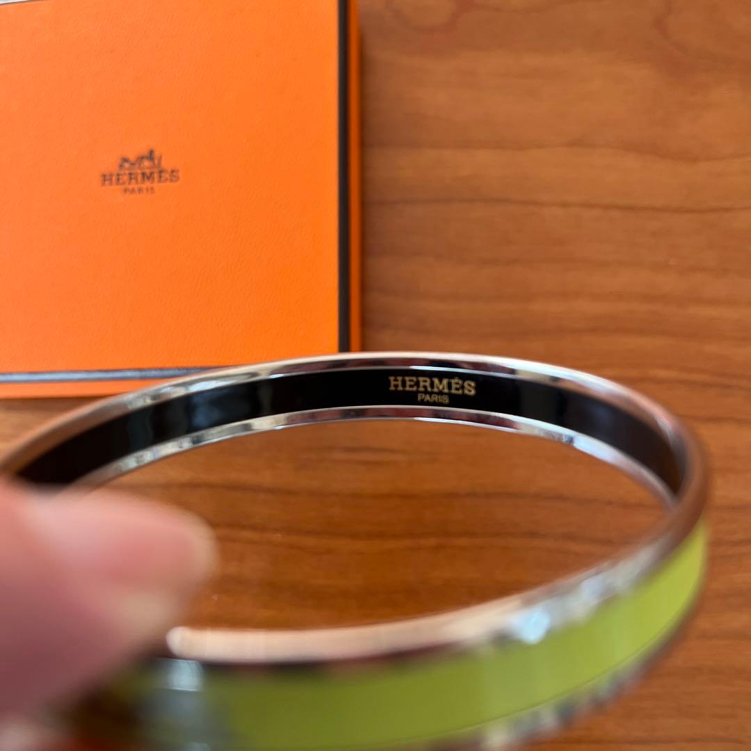 HERMES シルバー・グリーン バングル