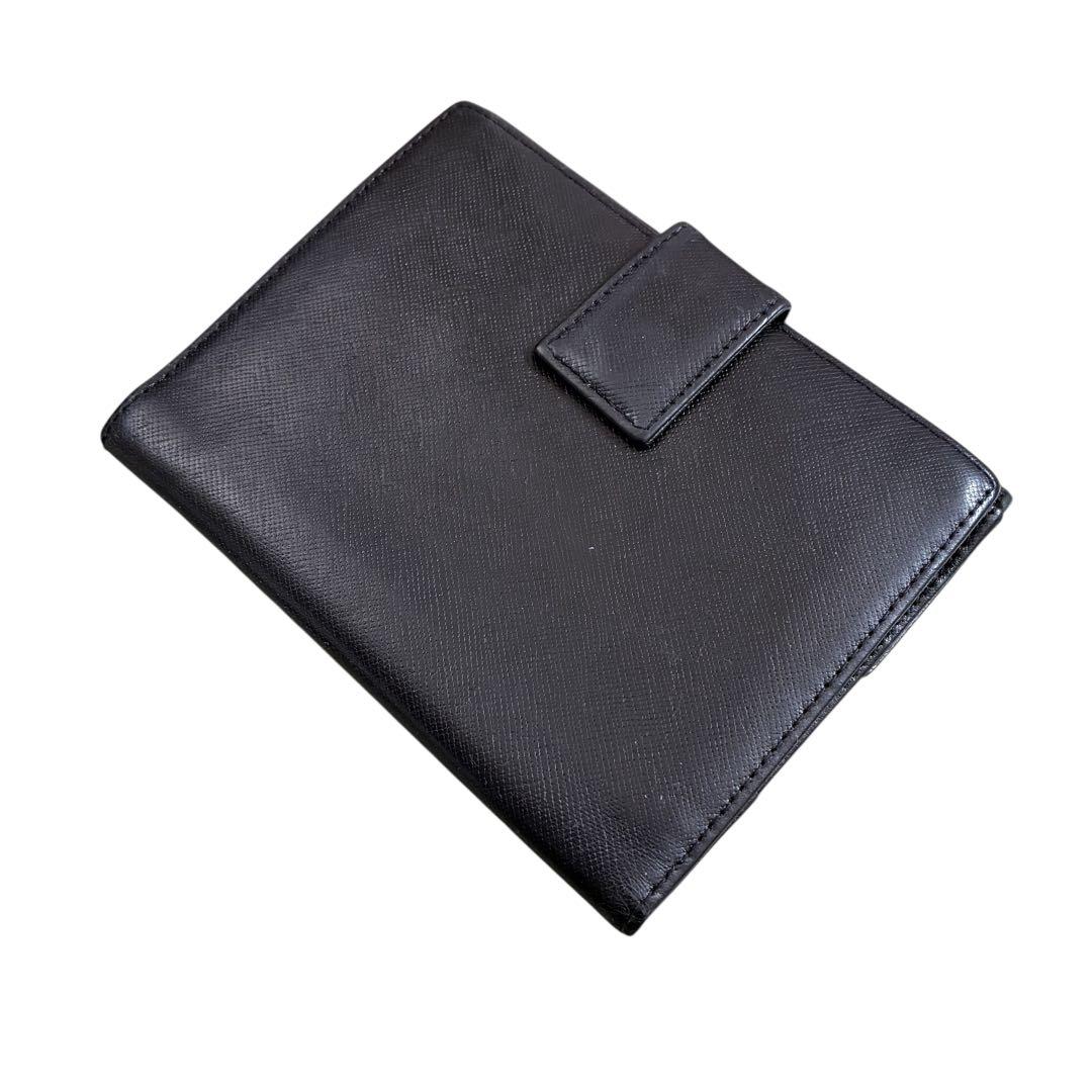 PRADA プラダ　三つ折り財布　男女兼用　サフィアーノ　レザー　黒　ブラック