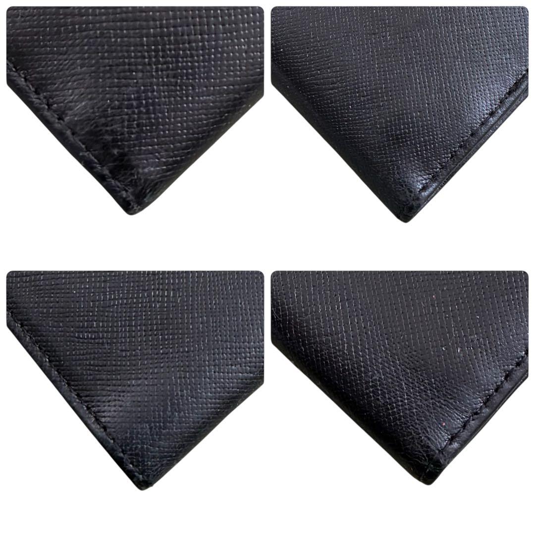 PRADA プラダ　三つ折り財布　男女兼用　サフィアーノ　レザー　黒　ブラック