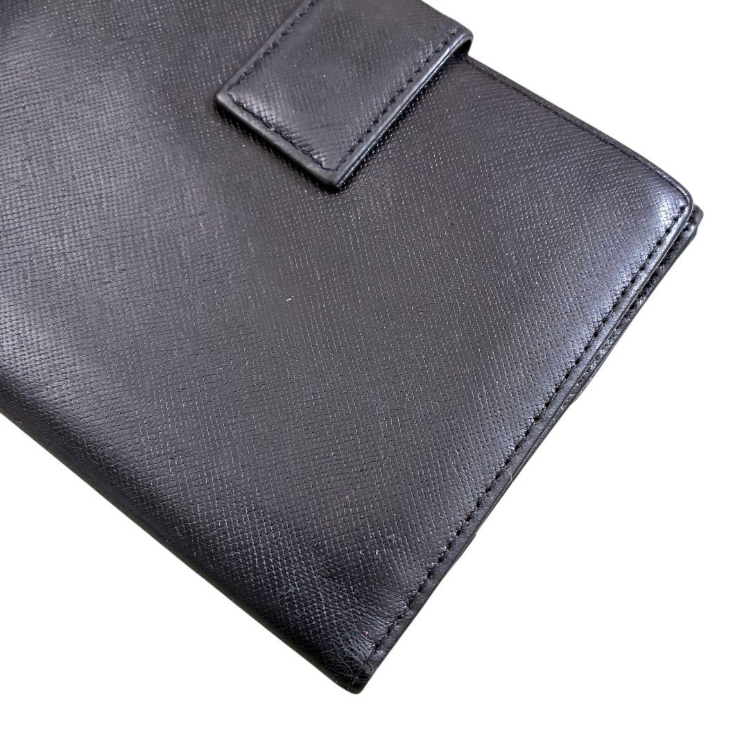PRADA プラダ　三つ折り財布　男女兼用　サフィアーノ　レザー　黒　ブラック