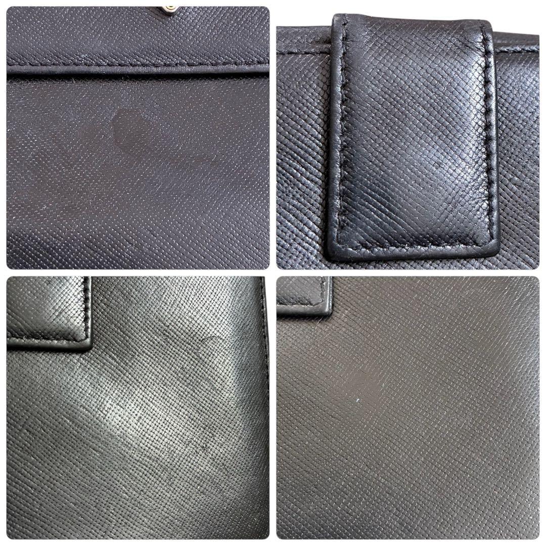 PRADA プラダ　三つ折り財布　男女兼用　サフィアーノ　レザー　黒　ブラック