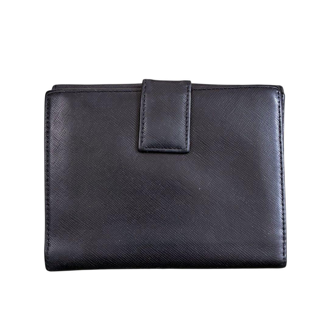 PRADA プラダ　三つ折り財布　男女兼用　サフィアーノ　レザー　黒　ブラック