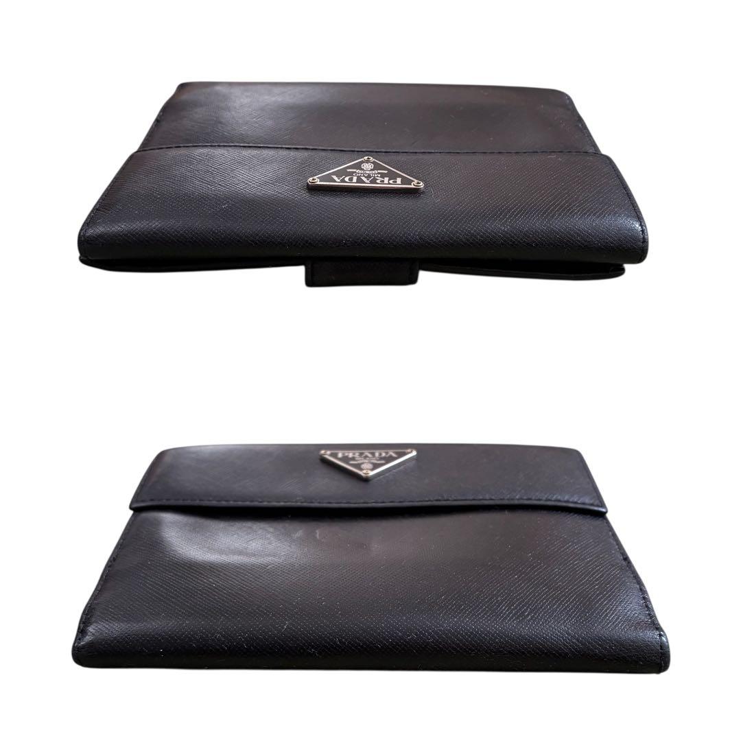 PRADA プラダ　三つ折り財布　男女兼用　サフィアーノ　レザー　黒　ブラック