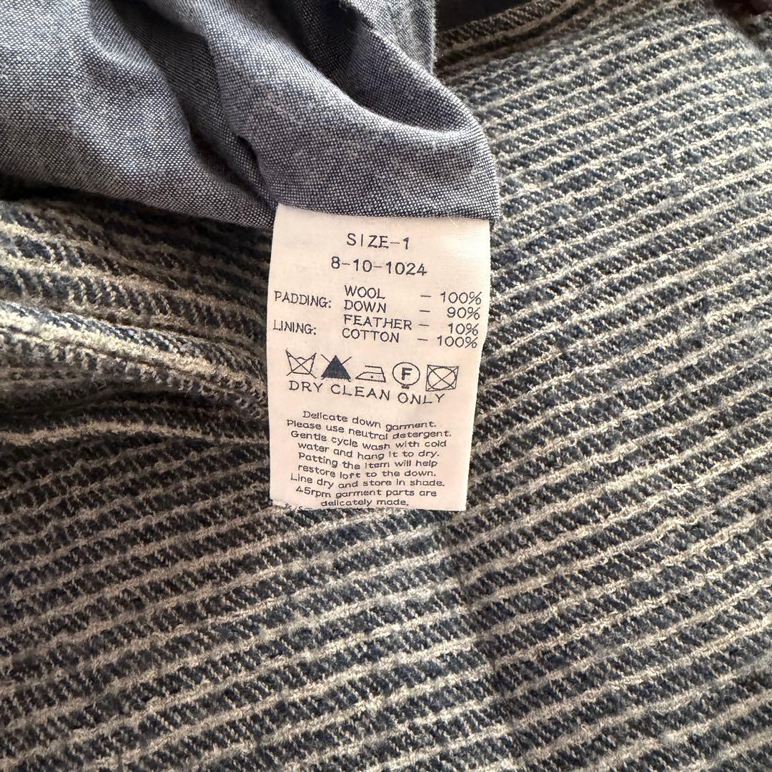 45R ウールダウンベスト　ダンガリーストライプ サイズ1 ネイビー