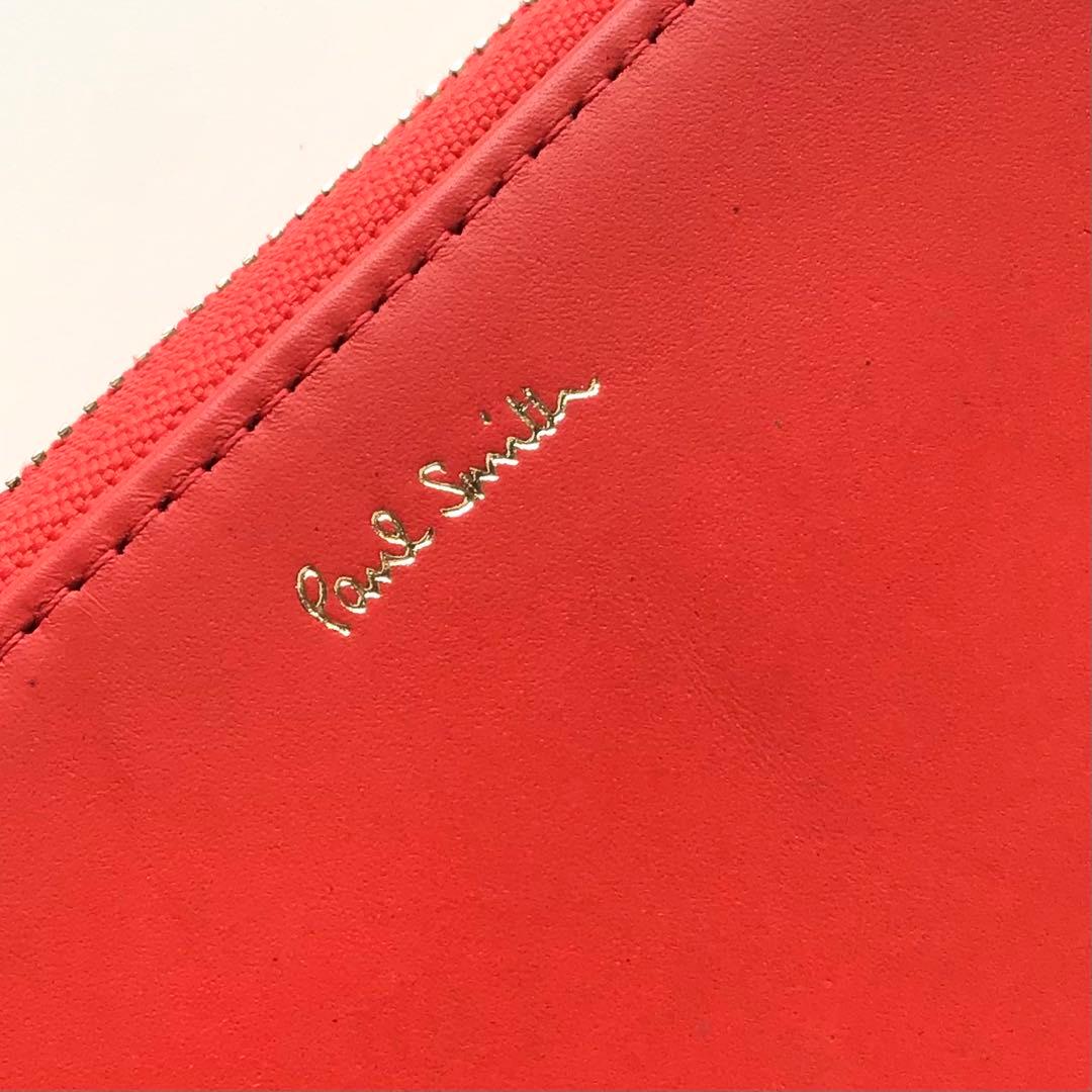 【新品】ポールスミス✨クラシックレザー ラウンド長財布 レッド ストライプ