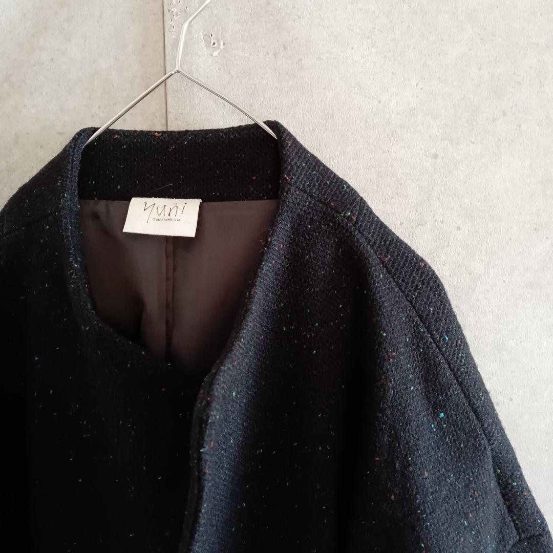 yuni ユニ　ウールコート　ノーカラー　日本製　X1776
