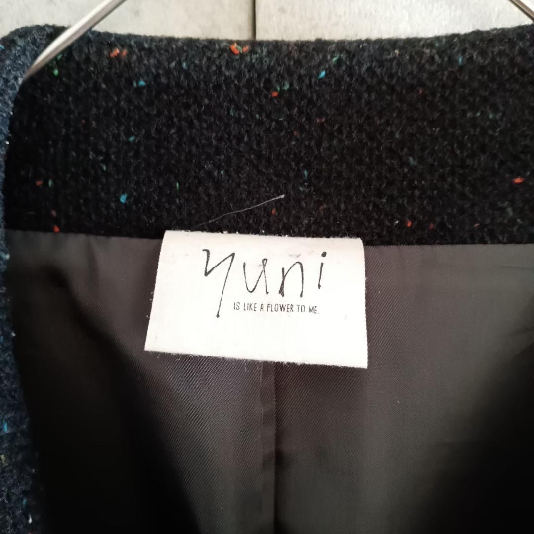 yuni ユニ　ウールコート　ノーカラー　日本製　X1776