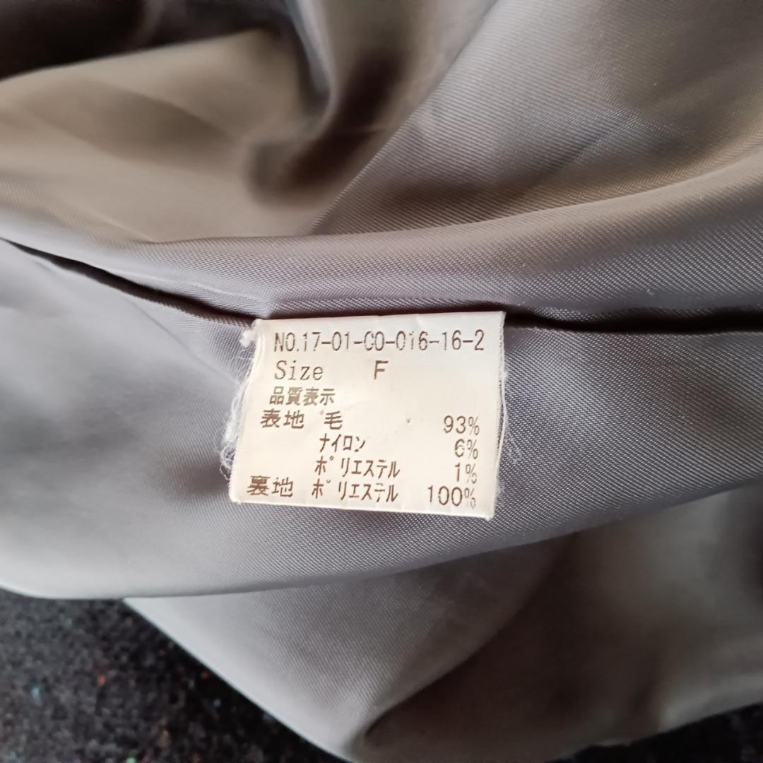 yuni ユニ　ウールコート　ノーカラー　日本製　X1776