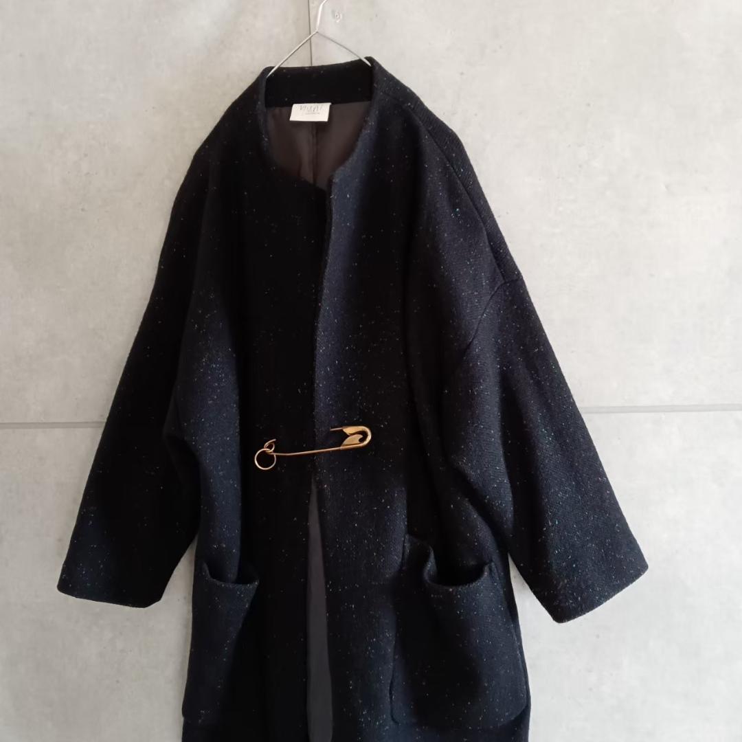 yuni ユニ　ウールコート　ノーカラー　日本製　X1776