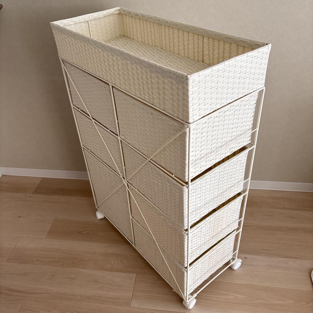 【コーヒー】ランドリーチェスト・ラック　ホワイト