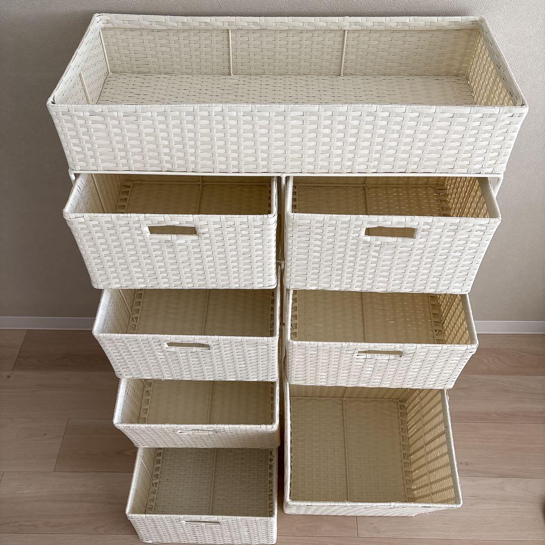 【コーヒー】ランドリーチェスト・ラック　ホワイト