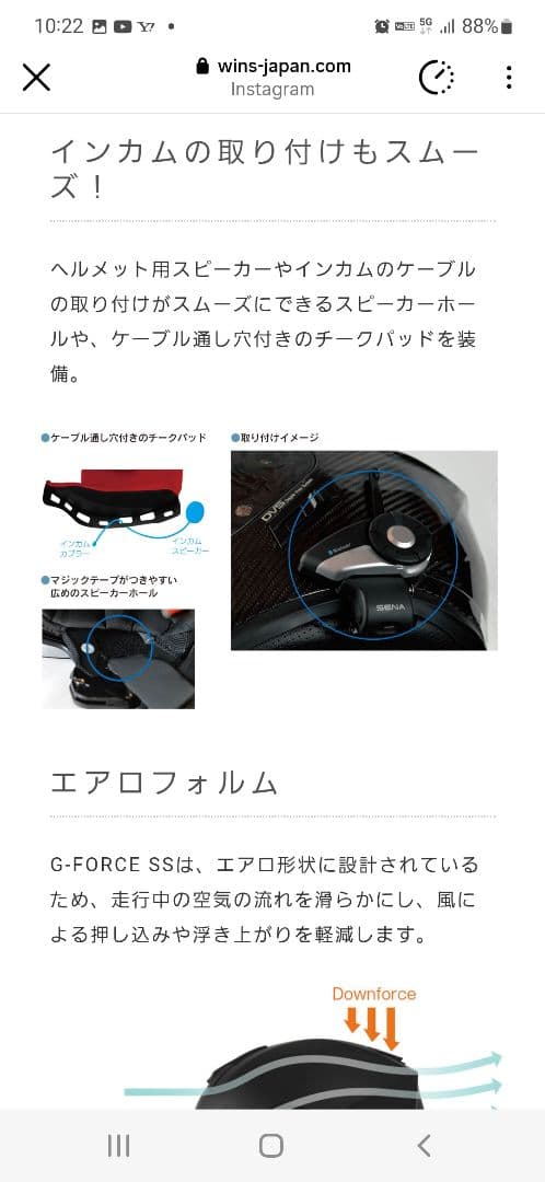 バイク用ヘルメットWINS G FORCE SS