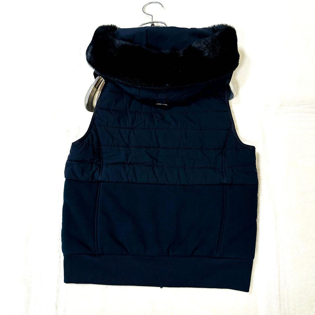 ダブルスタンダードクロージング 36 ダークネイビー 濃紺 ファー付ダウンベスト