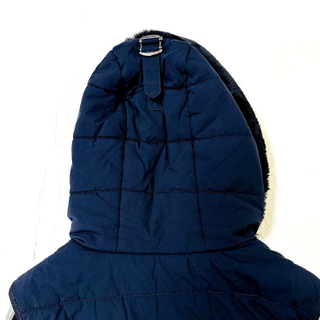 ダブルスタンダードクロージング 36 ダークネイビー 濃紺 ファー付ダウンベスト