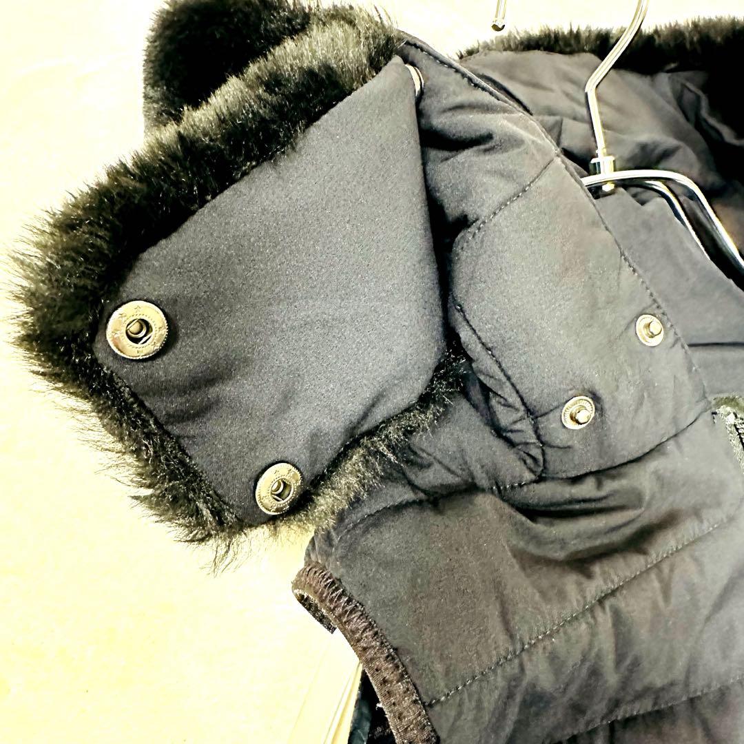 ダブルスタンダードクロージング 36 ダークネイビー 濃紺 ファー付ダウンベスト