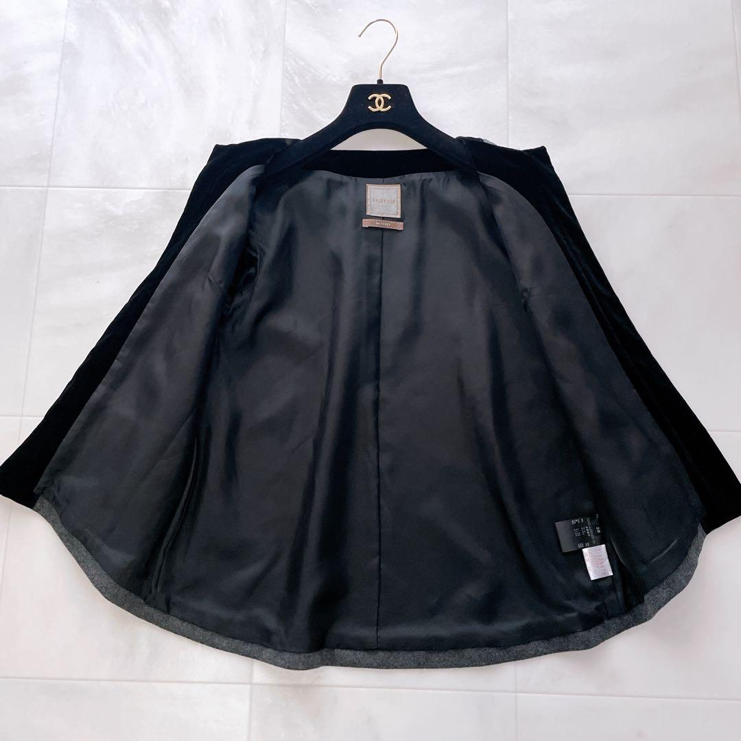 極美品✨フォクシー ノーカラージャケット カシミヤ混 パイピング ロゴ入り 38