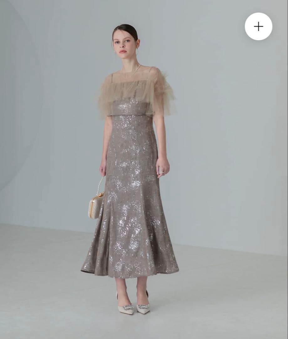 LEJA チュールフリルボレロペイントマーメイドワンピースドレス S グレー