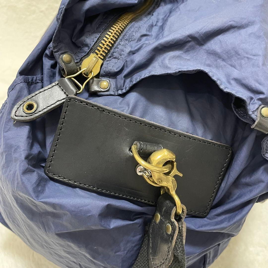 【美品】フェリージ P3 ボストンバッグ ナイロン レザー ネイビーブルー 黒