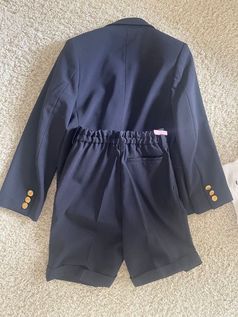 MIKI HOUSEフォーマルスーツ フールセット120　ネイビー エンブレム