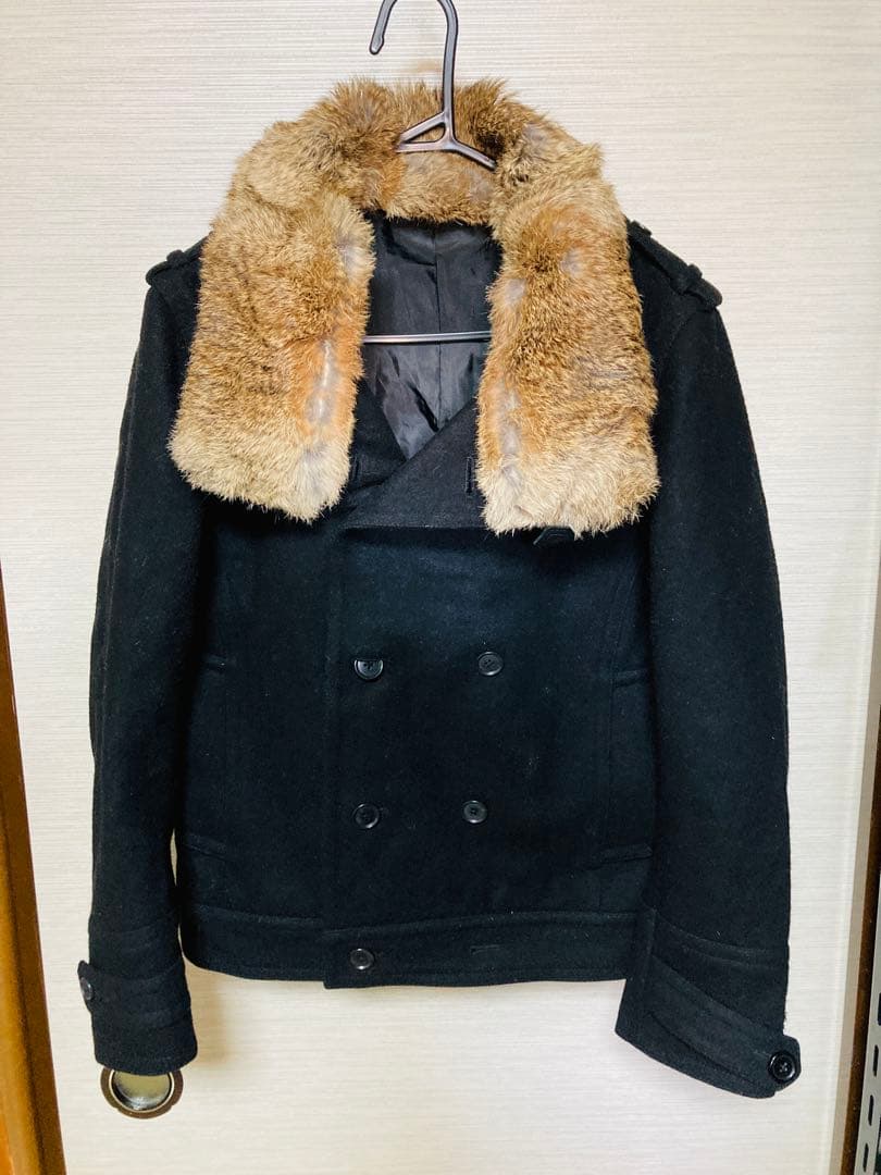 【BEAMS】ラビットファーピーコート　黒/ブラック　Sサイズ