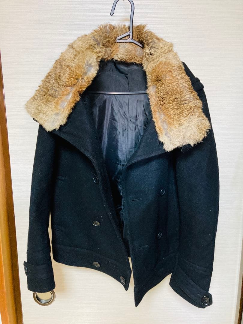 【BEAMS】ラビットファーピーコート　黒/ブラック　Sサイズ