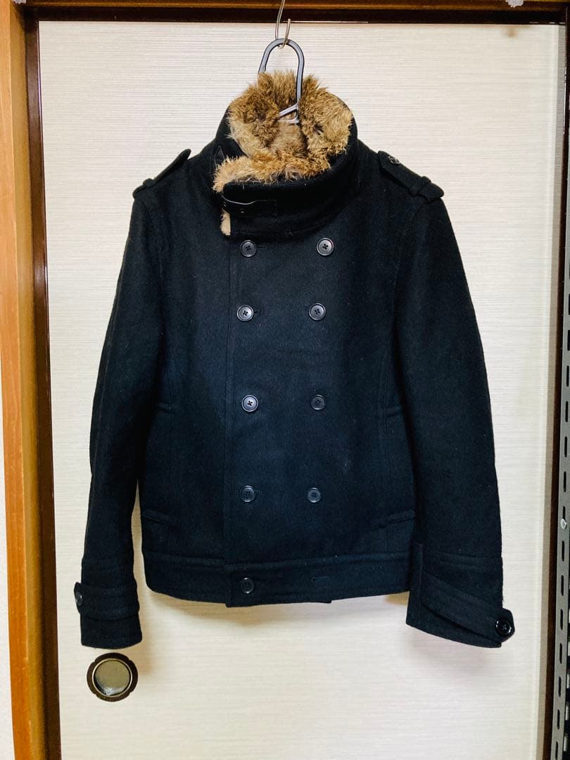 【BEAMS】ラビットファーピーコート　黒/ブラック　Sサイズ