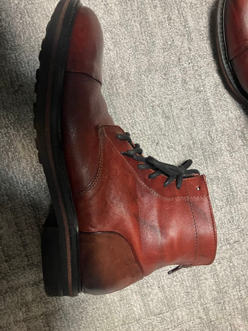 メ*5様 Dino Draghi レザーブーツ　ダークレッド　赤42 バックジッ