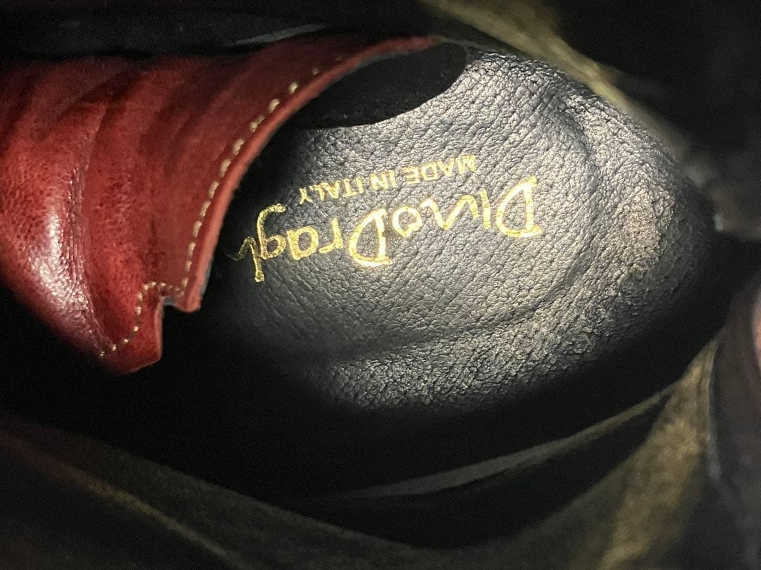 メ*5様 Dino Draghi レザーブーツ　ダークレッド　赤42 バックジッ