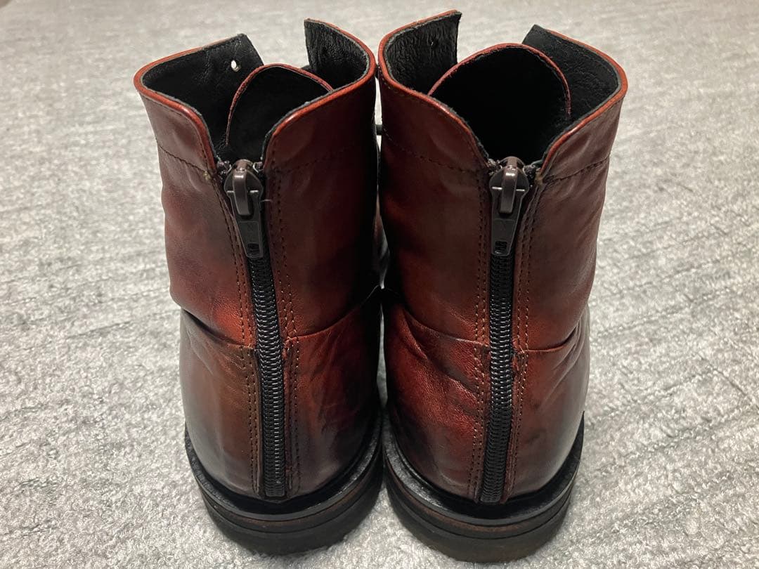 メ*5様 Dino Draghi レザーブーツ　ダークレッド　赤42 バックジッ