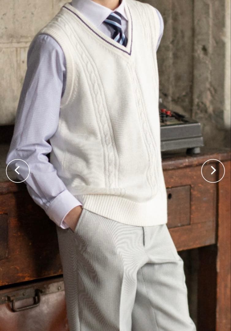 ショパン　ケーブルニットベスト付きブリティッシュスーツセット 140